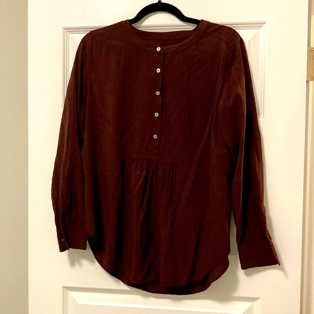 Nursing friendly deep maroon blouse